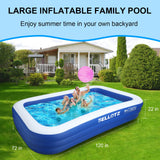 Inflatable Pool for Kids and Adults, 120" X 72" X 22" Oversized Thickened Family Swimming Pool SELLOTZ