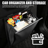 Kexudar Car Trash Can for JAC Frison T8 2019-2026, Magnetic Auto Waste Bin & Backseat Garbage Holder, Slim Leather Litter Bag, Vehicle Organizer
