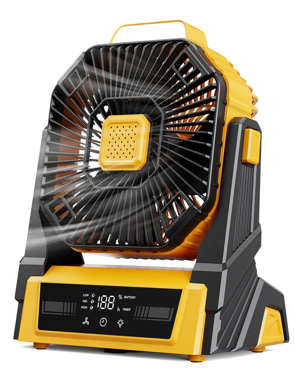 KopBeau Portable Camping Fan with Lights, 20000mAh Rechargeable Battery Operated Fan, Battery Powered Outdoor Beach Tent Fan with 3 Speeds & Hook, Personal USB Table Fan for Camping Accessories KopBeau