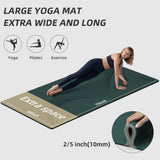 Yoga Mat 76"x 40"x10mm (2/5 inch) – Extra Thick & Wide, TPE Fitness Mat, Printed Non-Slip Exercise Mat with Carrying Strap (green/black)