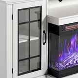 LUXOAK 59" Fireplace TV Stand with 3-Sided Glass Electric Fireplace