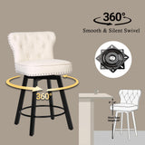 Counter Height Bar Stools Set of 6, 26" Mid-Century Swivel Bar Stool with Metal Base for Kitchen Island