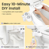 WHIFT 185 Bidet Dual Nozzle, Built-In Deodorizing Spray, Non-Electric Bidet Attachment For Toilet Seat, Easy Slide-In Install, Cold Water, Rear & Feminine Wash, LUXE Bidet (Chrome)