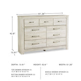 Signature Design by Ashley Bellaby Farmhouse 7 Drawer Dresser, Whitewash
