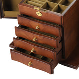 LOYALHEARTDY Large Wooden Jewelry Box Drawer 5 Layers+2 Swing-Out Cabinets, Jewelry Case Cabinet with Mirror and Lock Ring Necklacel Earrling Bracelet Organizer Storage Display Box