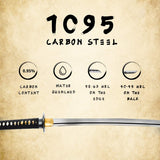 Hand Forged 1095 Curling Cloud Katana, Visible Hamon Full Tang Sword