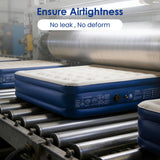 Camping Air Mattress Queen with Built in Pump 18" Thickness 660lbs Heavy Duty Comfortable Blow up Air Mattress with Carry Bag Inflatable Foldable Flocked Top Air Bed for Travel, Home (Blue & Grey)