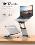 Nulaxy 18" Height Telescopic 360 Rotating Aluminum Laptop Stand Desk Silver