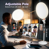 Heliora 12" Desk Ring Light with Stand, Selfie Screen with Light for Phone