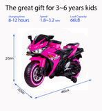 Electric Ride-On Motorcycle for Kids with 12V Motor, Training Wheels, Manual Throttle, Light Up Wheels, Music Player & Headlights - Ages 3-6 (Pink + Plastic + 50-99 pounds)