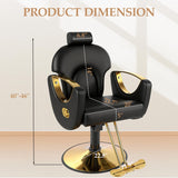 Reclining Barber Salon Chair for Hair Stylist, Professional Hair Stylist Chairs with Heavy Duty Hydraulic Pump, Multi-Function Hairdresser Braiding Styling Chairs Shampoo Chair for Spa Home Euipment