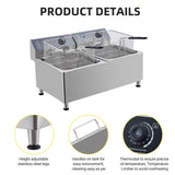 GAOMON 22 Liter Electric Fryer with Basket & Lid, 23.2QT Dual Tank Deep Fryers for Restaurant Home Use, Adjustable Temperature
