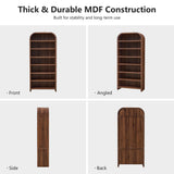 weselon 70" Tall Arched Shoe Cabinet for Entryway, 7-Tier Large Capacity Shoe Storage Organizer for 28 Pairs, Freestanding Wooden Rack with Adjustable Shelves for Boots, Sneakers & Heels (Walnut)