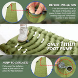 Pretyw Sleeping Pad for Camping - Ultralight Camping Mattress with Pillow, Built-in Foot Pump, Compact Inflatable Portable Mat for Backpacking, Hiking, Car Traveling, Beach, Tent