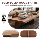 TKKUPLG Solid Wood Coffee Table, Farmhouse Square Center Table, 2” Thick Tabletop, Durable Natural Wood Grain, Living Room Table for Living Room & Office