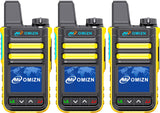 OMIZN G3 4G LTE Walkie Talkie, No Monthly Fee, AES-256 Encryption, Nationwide & Worldwide Push-to-Talk Radio, Preloaded SIM Card, 8000mAh Rechargeable Battery, Yellow 3 Pack