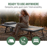 Mopaicot Folding Camping Cot for Adults, Adjustable 4-Position Reclining Chair with Mattress and Pillow, Lounge Chair Camp Cots Bed for Sleeping, Travel, Garden, Pool, or Office Nap (Gray)