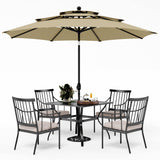 PHI VILLA 5-Piece Patio Dining Set, 37" Square Metal Table, Fixed Chairs