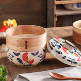 HMWOKPOT Japanese Casserole Pot with Handles for Cooking, Ceramic Casserole Clay Pot Steam Stew Pot with Steamer Basket,A,4L