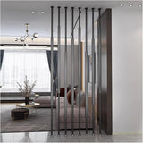 Folding Room Divider with Adjustable Feet, Black Hollow Decorative Grille Partition for Home & Office, 88.5in Height, Non-Slip Mats Included, Versatile Privacy Screen