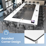 Folding Conference Table with Wheels, Flip-Top Mobile Training Table Modular Conference Room Tables, Space Saving Seminar Meeting Tables for Office School Business Classroom(White1 4PCS 47.2in)