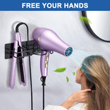 XILIMEN Hair Dryer and Straightener Holder Wall Mounted, Self Adhesive Blow Dryer and Flat Iron Storage Hair Tool Organizer for Bathroom Vanity (Black)