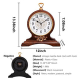 rnuie Desk Clock for Table Decor, Retro Mantel Clock Battery Operated for Fireplace Mantel, Living Room, Bedroom, Office, Desktop Decoration(Second Brown)