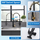 Fapully LED Kitchen Faucet with Pull Down Sprayer,Black&Gold Commercial Kitchen Faucet for Kitchen Sink