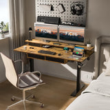 Adjustable Height Standing Desk with 4 Drawers,63 x 30 inches Electric Sit Stand Home Office Desk with Two Tiers