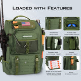 KastKing KarryAll Fishing Tackle Backpack with Rod Holder 4 Tackle Boxes,40/26L Tackle Bag Storage Fishing Gear and Equipment,Green,Large