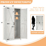 AMERLIFE Set of 2 Farmhouse Armoire Wardrobe Closet with 2 Barn Doors, 70'' Storage Cabinet with Shelf & Hanging Rod, Versatile Clothing Storage for Bedroom, White
