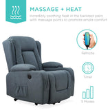 Best Choice Products PU Leather Electric Power Lift Chair, Recliner Massage Chair, Adjustable Furniture for Back, Legs w/ 3 Positions, USB Port, Heat, Cupholders, Easy-to-Reach Side Button - Blue