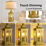 G-SAFAVA 24" Table Lamps for Living Room Bedroom Modern Gold Bedside Lamps Set of 2 Nightstand Lamps for Night Stands 3 Way Dimmable Touch Lamp with USB C+A Ports and 2 Light Sources, 4 Bulbs Includes