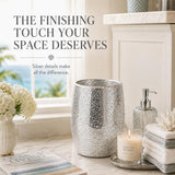 Escenzy Silver Bathroom Trash Can, Handmade Mosaic Glass 1.3 Gal / 5L | Decorative Waste Basket for Bathroom, Bedroom, Office | Luxury Silver Glitter Bathroom Decor | Glam Home Decor Gift