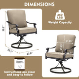 MELLCOM Swivel Patio Chairs Set of 8 with Khaki Cushions for Outdoor Dining