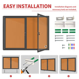 Enclosed Bulletin Board, Weatherproof Outdoor Noticeboard 44x32 Inch