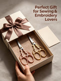 2 PCS Fabric Scissors with 2 Covers- 5-Inch Retro Stainless Steel Precision Scissors, Corrosion & Rust Resistant, Sharp Cutting, Lightweight–Suitable for Embroidery Thread, Paper, Yarn