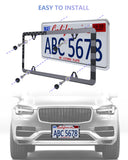 BGGTMO American Flag License Plate Frames- Black Stainless Steel Car Tag Holder Printed with USA Flag Pattern, 4 Hole 2 Pack with Screws Caps Decals for Front Rear