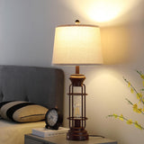 Reaketon Table Lamps for Living Room Set of 2, 28" Tall Farmhouse Table Lamp with Oil Rubbed Bronze Finish, Bedroom Lamps for Nightstand with White Oatmeal Lampshade, 4 Bulbs Included