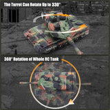 Hitish RC Tank - 2.4Ghz Remote Control Army Tank Toys with Auto Demo Sound Light Smoke - 13 Channel Military Vehicles Model Gift for Kids Adults Boys Age 6-8 9-12, Army Green