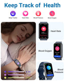Amzhero Health Fitness Tracker with 24/7 Heart Rate, Blood Oxygen, Blood Pressure, Sleep Tracker, 5ATM Waterproof Activity Trackers with Step Tracker, Pedometer (S & L Bands Included)