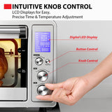 TOSHIBA 10-in-1 Convection Toaster Oven, 6-Slice Countertop Oven, 1500W with Toast, Bake, Broil, Rotisserie & Pizza Functions, LCD Knob Controls, 6 Accessories, Stainless Steel