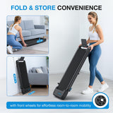 WELLFIT Folding Treadmill with Incline,320+ lbs Capacity Portable Treadmills with Handlebar, Under Desk Treadmill for Home Office,Low Noise Walking Pad