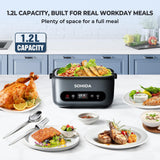 SOHIDA 100W Cordless Electric Lunch Box for Adults & Men, Rechargeable Battery Powered Heated Lunch Box, 1.2L Portable Food Warmer Lunchbox with 5-Sided Heating for Work Car Outdoor Use