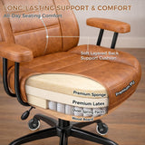 Office Chair with Quiet Rubber Wheels and Lumbar Support, Mid-Back Ergonomic Desk Chair with Removable Armrests