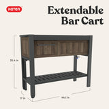 Keter Extendable Outdoor Bar Cart with Hidden Cooler, Storage Drawers & Prep Surface