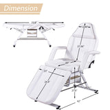 Jaxilyn Massage Bed Tattoo Chair Massage Salon with Two Trays,Esthetician Table with Hydraulic Stool,Multi-Purpose 3-Section Facial Bed Table, Adjustable Beauty Barber Spa Beauty Equipment White