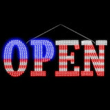 USA Flag 40"x14" Extra Large LED Open Signs for Business, Unique Design Super Bright Open Sign Hanging Installation, High Visibility Open Sign