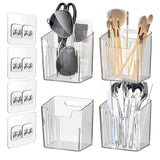 Lae Nuvole Clear Adhesive Wall Organizer Bins, Cabinet Door Storage, 4 Pack
