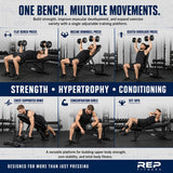 REP AB-3100 Adjustable Weight Bench | Matte Black FID Design | Foldable Fitness Platform for Home Gym | Flat Incline Decline Workout and Strength Training Bench